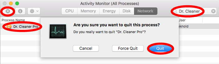 dr cleaner quits unexpectedly mac